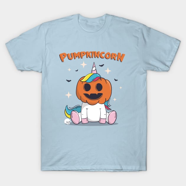 Pumpkincorn funny cute unicorn wearing pumpkin halloween T-Shirt by secondskin